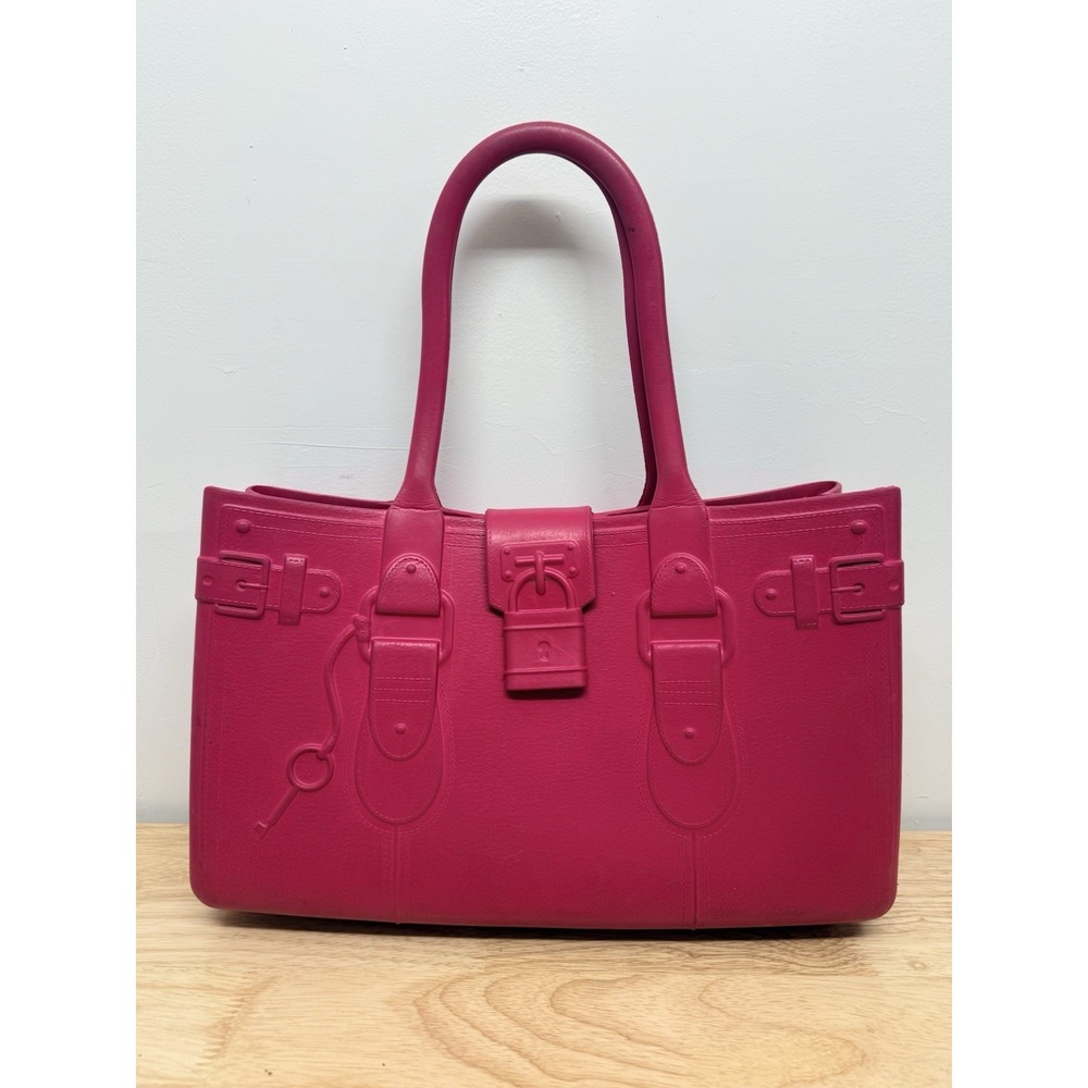 Great Bag Co. Molded Tote Bag Pink Rubber Handles Beach Waterproof  One Piece